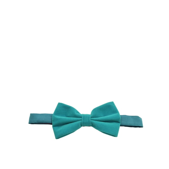 Solid Teal VELVET Bow Tie and Pocket Square Set