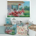 thumbnail image 3 of Designart 'Patio & Blossiming Red Flowers With Wooden House' Traditional Framed Art Print, 3 of 4