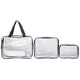 thumbnail image 1 of HILABEE 3 Packs Clear Transparent Toiletry Bag Waterproof Cosmetic Makeup Case Organizer Black, 1 of 9