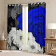 thumbnail image 2 of Rose Blackout Curtains, Blue Grey Black Floral Curtains Men Women Couple, Romantic Flower Blossom Darkening Curtains, Retro Rose Farmhouse Window Curtains & Drapes 52"X63", 2 of 5