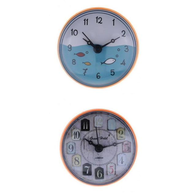 Abbracc Bathroom Clock Waterproof Kitchen Mini Bath Wall Clock Time Display Portable Orange3 Orange5