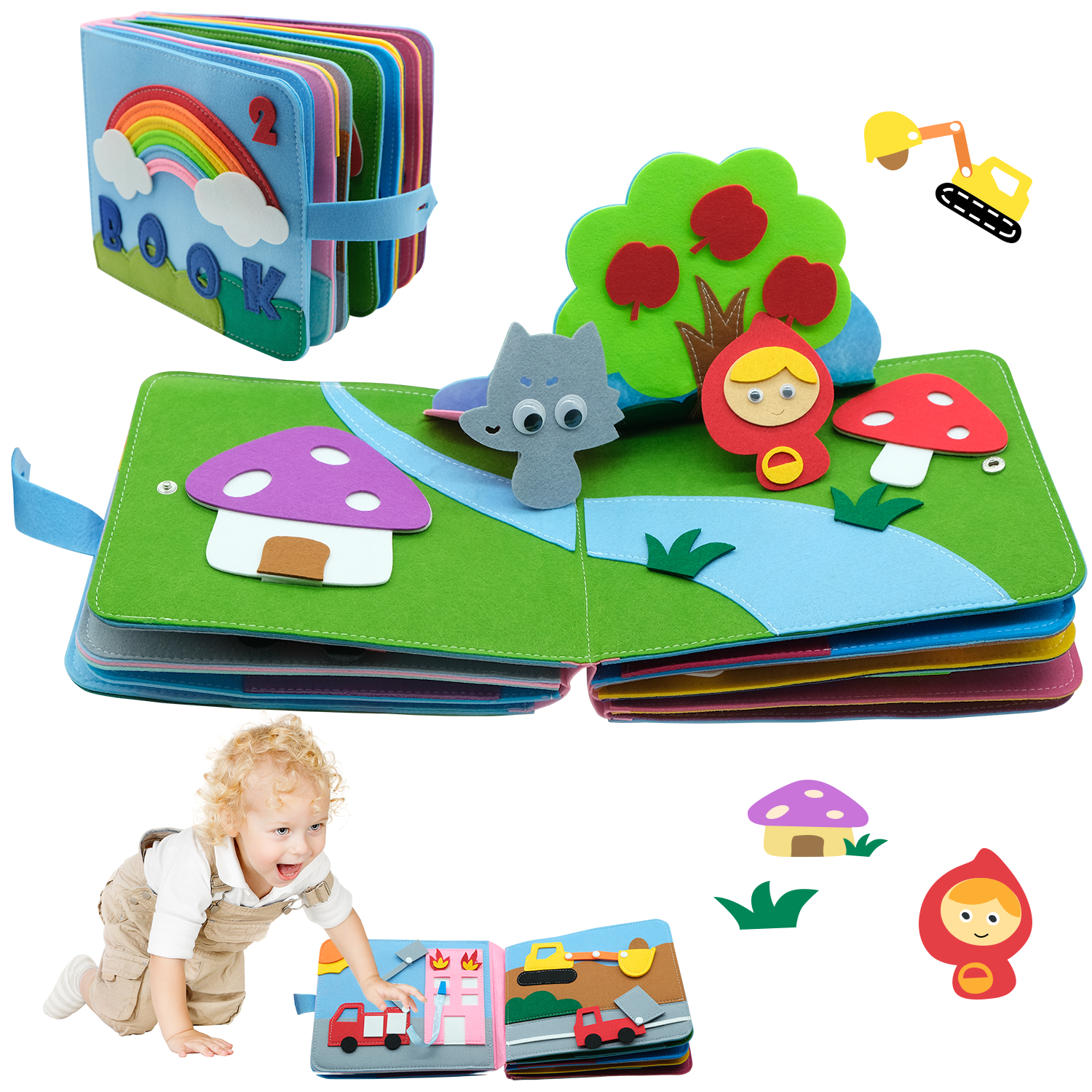 Baby Felt Quiet Books Montessori Toys Sensory Activity Busy Book Toddler  Learning Life Skill Education 3D Cloth Book for Babies