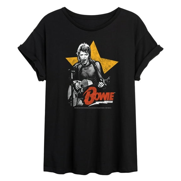 David Bowie - Bowie Guitar With Star - Juniors Ideal Flowy Muscle T-Shirt