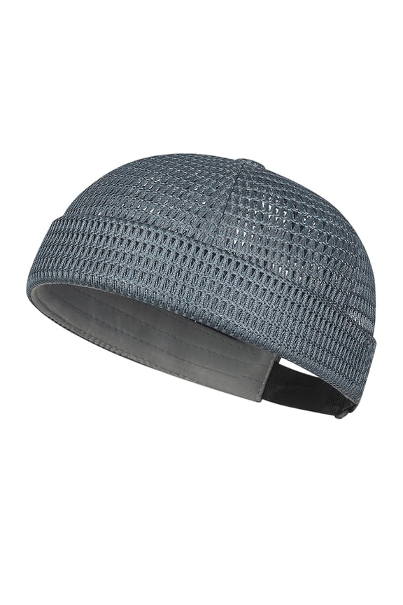 Mens Breathable Brimless Docker Hat Adjustable Lightweight Mesh Skull Cap Summer Beanie Hat for Outdoor Casual Wear Dark Gray