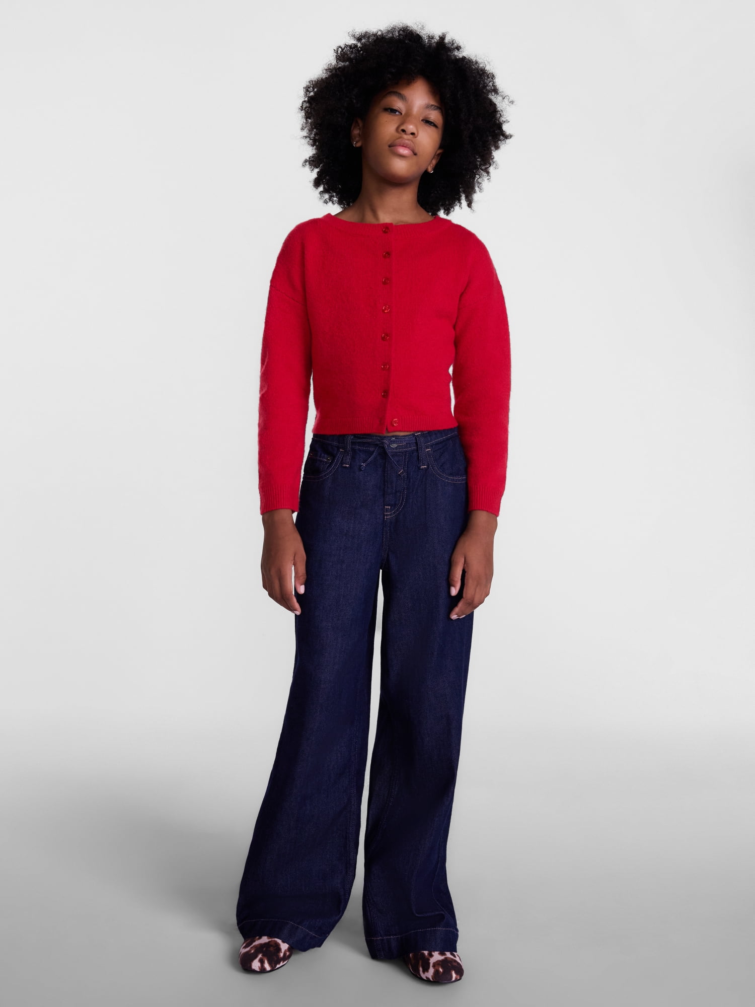Weekend Academy Girls Button Front Cardigan with Long Sleeves, Sizes 4-18