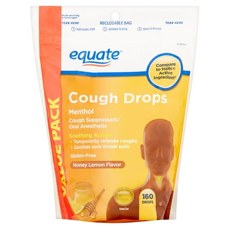 Equate Cough Drops Honey Lemon Cough Drops, 160 Ct ...