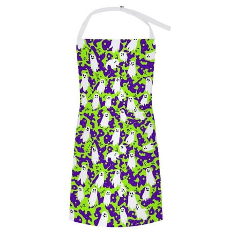 

ZZZHY Neon Green Purple Ghosts - 99 Apron with Pockets Adjustable Aprons for Men/Women Waterproof Chef Aprons for Kitchen Gardening Cooking BBQ Baking Halloween Thanksgiving Christmas