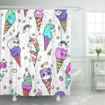 thumbnail image 1 of ABPHQTO Cortina de ducha de poliéster con bonitos conos de helado que parecen animales 152x180 cm, 1 of 2