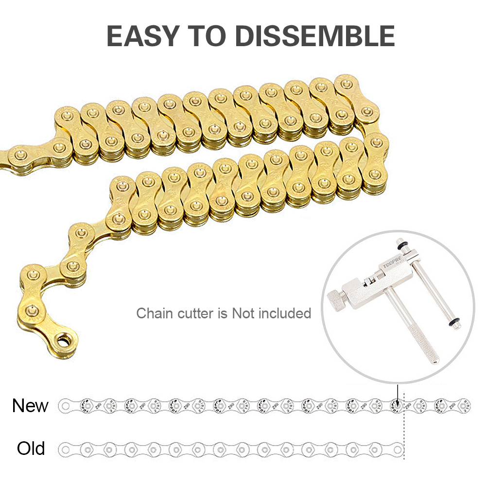 Kit Chaîne De Vélo 6/7/8 Vitesses 1/2" X 3/32" 116 Maillons - Inclut Extracteur, Crochet Et 6 Maillons Rapides - Pour VTT, Route, Ville