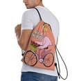 thumbnail image 4 of Yiaed Flamingo Riding a Bicycle Print Drawstring Bags Drawstring Backpack Bulk String Back Pack Gym Sport Bag-Small, 4 of 5