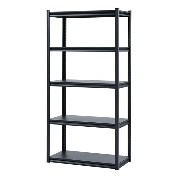 KFFKFF Shelving Units, 2000 lbs Capacity, 5-Level Garage Storage Racks, 18" Depth x 36" Width x 72" Height, Adjustable Steel Shelves, Perfect for Kitchen, Warehouse, Basement Storage, Black