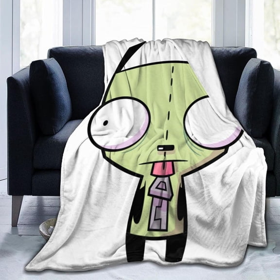 Throw Blanket Invader Anime Zim Soft Flannel Blankets for Children Adult All Season Air Conditioning Blanket for Bed Living Room Sofa 40"x30"