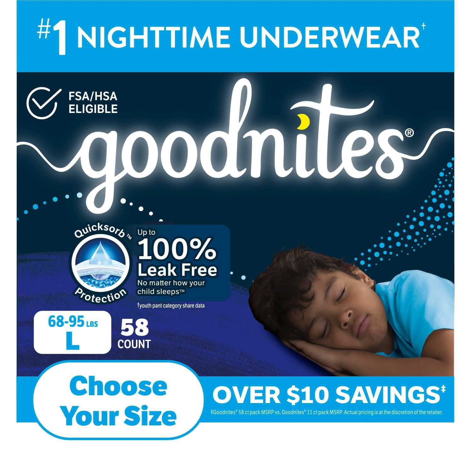 Goodnites Nighttime Bedwetting Underwear for Boys, Sizes