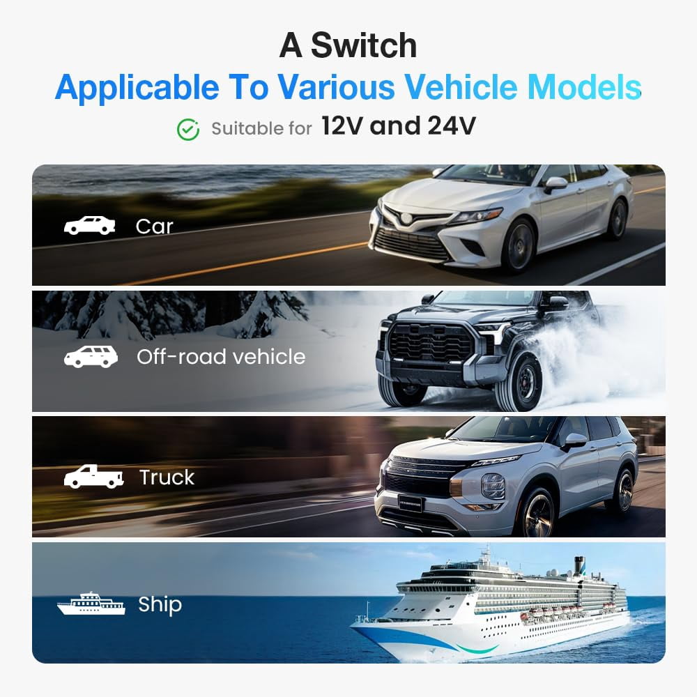 2026 New Car Battery Power Cut-Off Switch – Adjustable Battery Disconnect with Pure Copper Core, High Conductivity, 12V-24V Compatible – Smart Battery Isolator for Cars, Trucks, Boats, RVs(Silver)