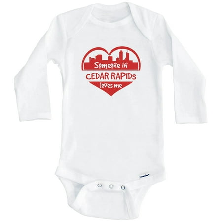 

Someone in Cedar Rapids Loves Me Cedar Rapids Iowa Skyline Heart One Piece Baby Bodysuit (Long Sleeve) 6-9 Months White