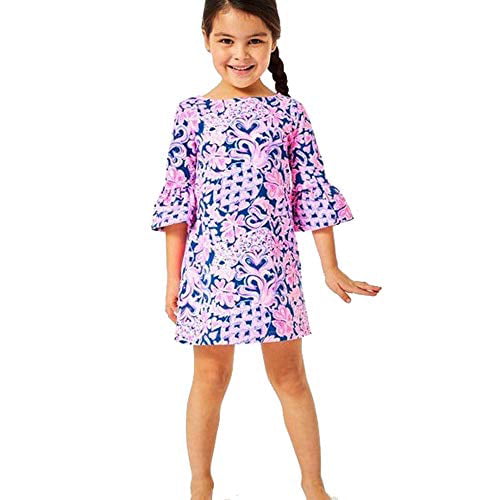 NEW! Lilly Pulitzer Ellimae Dress, Indigo, Love You Bunches Girls Size ...