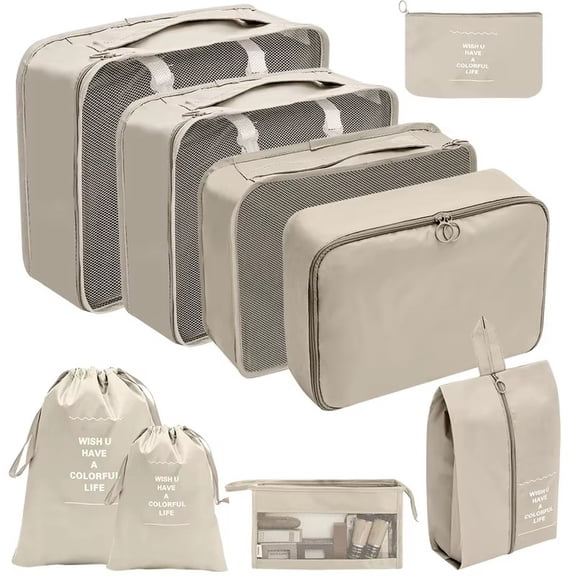 9 Pcs Set Travel Organizer Storage Bags Suitcase Packing Cubes Set Cases Portable Luggage Clothes Shoe Tidy Pouch Folding