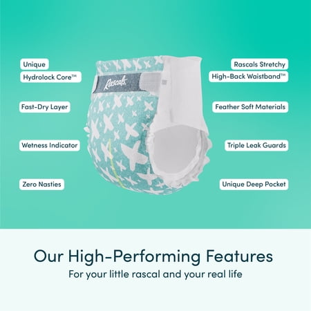 RASCALS PREMIUM ABSORBENT BABY DIAPERS SIZE 2, 200 COUNT