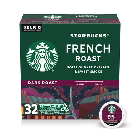 Starbucks French Roast, Hot or Iced Coffee, Dark Roast K-Cup Coffee Pods, 32 Count​