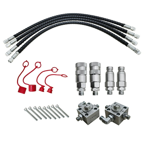 2 Three-way Hydraulic Diverter Valves with Quick Connection 31-inch Flexible Hose for 1-2 Ton Chinese mini Excavators