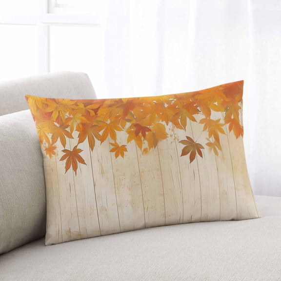 Orange Botanical Fall King Size Pillow Cover, Pillowcase Protectors with Zipper, Breathable Decorative Throw Pillow Case Cover, Thanksgiving Maple Leaf Vintage Pillow Shams for Couch Sofa 20x36Inch
