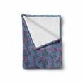 thumbnail image 2 of Abstract Soft Flannel Fleece Throw Blanket, Hand-drawn Waves Striped Petals and Leaves Pattern in Retro Style, Cozy Plush for Indoor and Outdoor Use, 50" x 60", Dark Blue Violet, by Ambesonne, 2 of 6