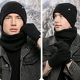 thumbnail image 2 of WREESH Winter Knitted Warm Gloves, Hats, and Scarves Set Thick Velvet With Beanie and Neck Warmers Black, 2 of 4