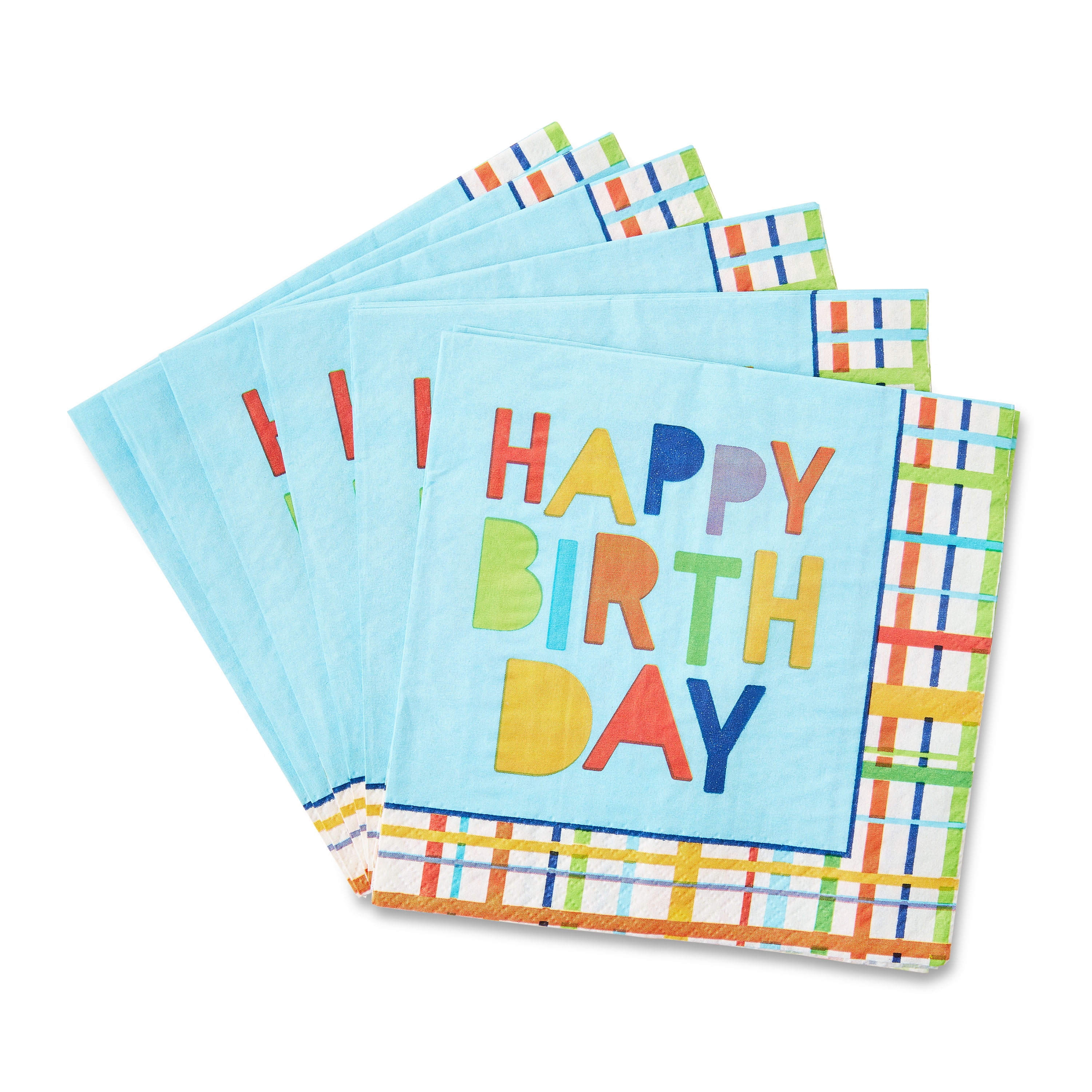 12.75" x 12.75" Disposable Multicolor Happy Birthday Paper Napkins, 20 Pieces, by Way To Celebrate