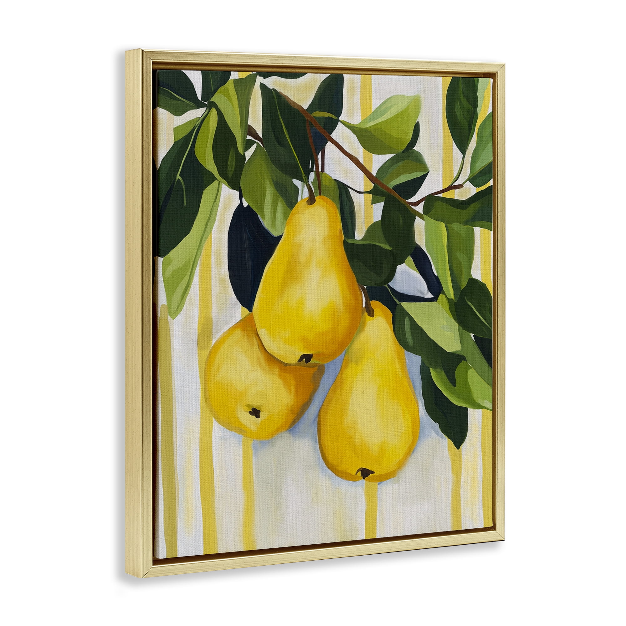 Stupell Industries Pears on Lush Branch Gold Framed Floater Canvas Wall Art, design by Yen
