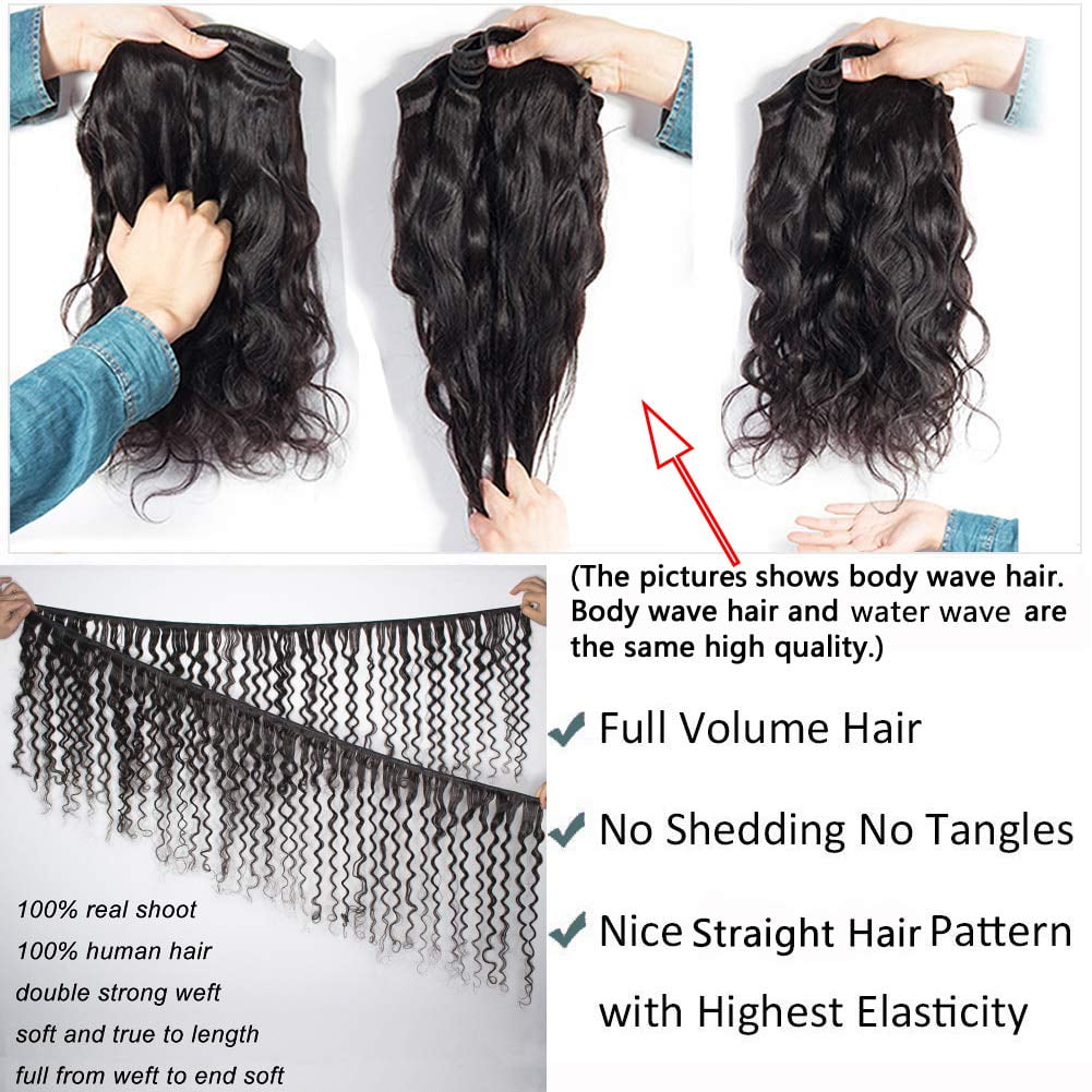 Ustar Brazilian Virgin 3 Bundles Water Wave 100% Human Hair 10"12"14"