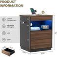 thumbnail image 2 of Nightstand with Hidden Compartment & USB/Type-C Charging Station - Locking Night Stand with Gun Drawer, LED Lights, Modern Bedside Table for Bedroom, Secure Hidden Storage,Rustic Brown, 2 of 8