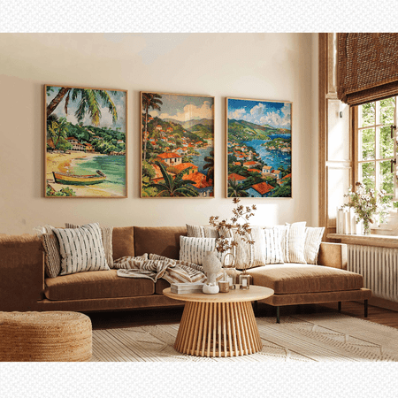 Grenada Caribbean Island Tropical Travel Poster Set 3 Prints Set 3 , Poster Only