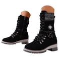 thumbnail image 3 of UngA Womens Combat Boots Ankle Boots Lace-Up Platform Lug Sole Women Boots Black,Size 6.5, 3 of 7