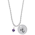 thumbnail image 1 of Delight Jewelry Purple Velvet Crystal Bicone Silvertone Script Initial Disc - E - Charm Necklace, 20"+3", 1 of 4