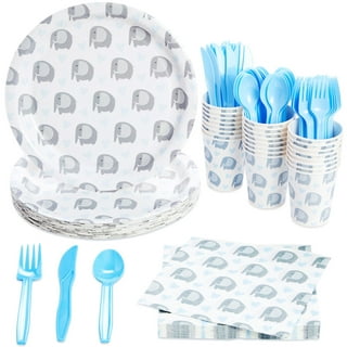 327Pcs Gender Reveal Party Supplies, Baby Shower Decorations Serves 25  Guests, Boy or Girl Elephant Gender Reveal Ideas with Tableware, 120pcs