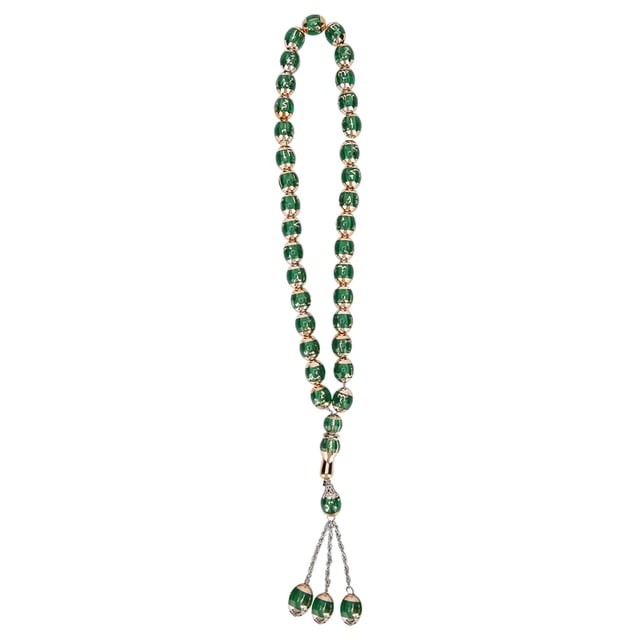 Rosario musulmán unisex de resina con cuentas redondas con palabras, accesorio para adoración, color verde