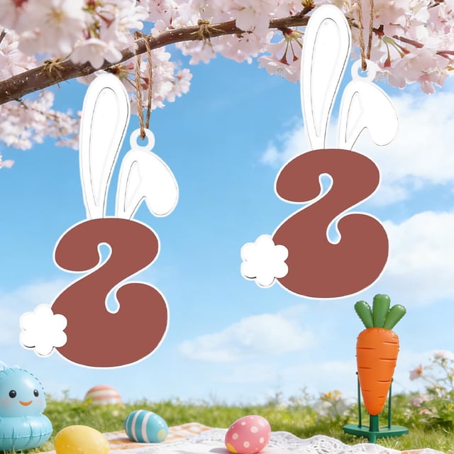 Decoraciones de Pascua, adornos de Pascua, regalos de Pascua Adorno de letra con orejas de conejo de madera de Pascua Letrero colgante de madera