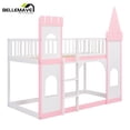 thumbnail image 5 of Bellemave Pink Twin over Twin Kids Castle-shaped Bunk Bed with Ladder for Girls Boys, Twin Size Wood Kids Bunk Bed Frame with Castle Appearance for Kids Child, 5 of 8