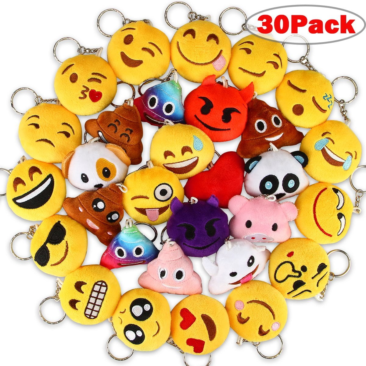 Details about   24 Pack Emoji Plush Pillows Mini Keychain for Birthday Party Rewards Party Favor 