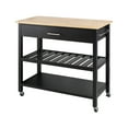 thumbnail image 3 of Walsunny Kitchen Island with Locking Wheels, 39.76 "Dining Rolling Cart Dining with Large Capacity Storage Drawers and 2 Levels of Open Spacious Shelves, Towel Rack（Black）, 3 of 8