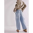 thumbnail image 5 of Women - Jeans Casual Wide Leg Elastic Mid Rise Boyfriend Y2k Loose Denim Pants with Drawstring Light Blue L, 5 of 6