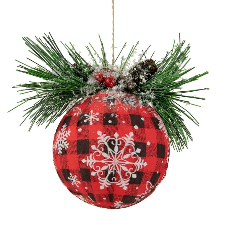 Northlight 5.5 Black and Red Buffalo Plaid Snowflake Christmas Ball Ornament Walmart