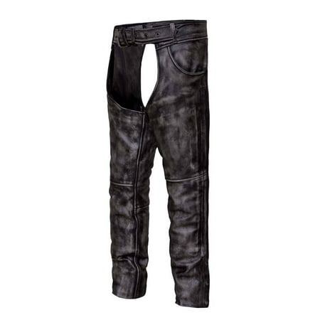 unik premium chaps Unisex Amarillo Gray Premium Leather Motorcycle Chaps 