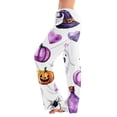 thumbnail image 2 of Womens Halloween Pajama Pants Skeleton Skull Drawstring Spooky Pajama Pants Bat Castle Elastic High Waist Funny Sleep Pants, M, 2 of 5