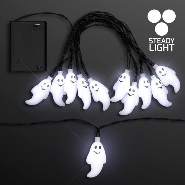FlashingBlinkyLights 76" LED Ghosts Halloween String Lights, Battery