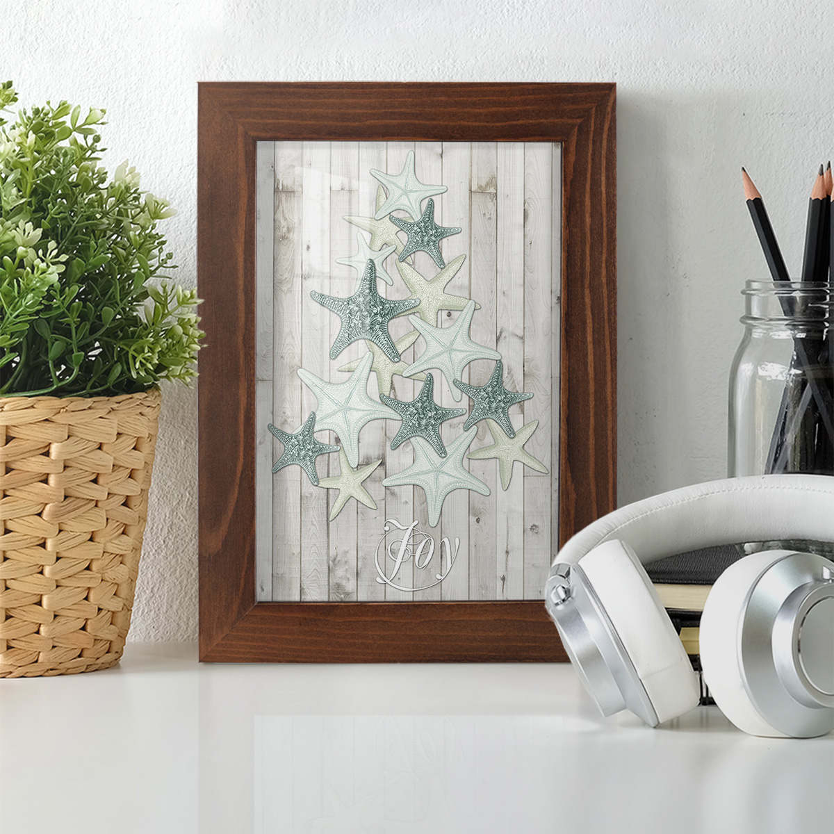 Coastal Christmas III -Framed Print w/glass-Chestnut