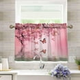 thumbnail image 7 of FREEAMG 24 Inch Length Kitchen Curtains Butterflies Pink Tree 2 Panels Half Window Sheer Curtains Rod Pocket Farmhouse Short Drapes for Bathroom Cafe Basement, 7 of 7