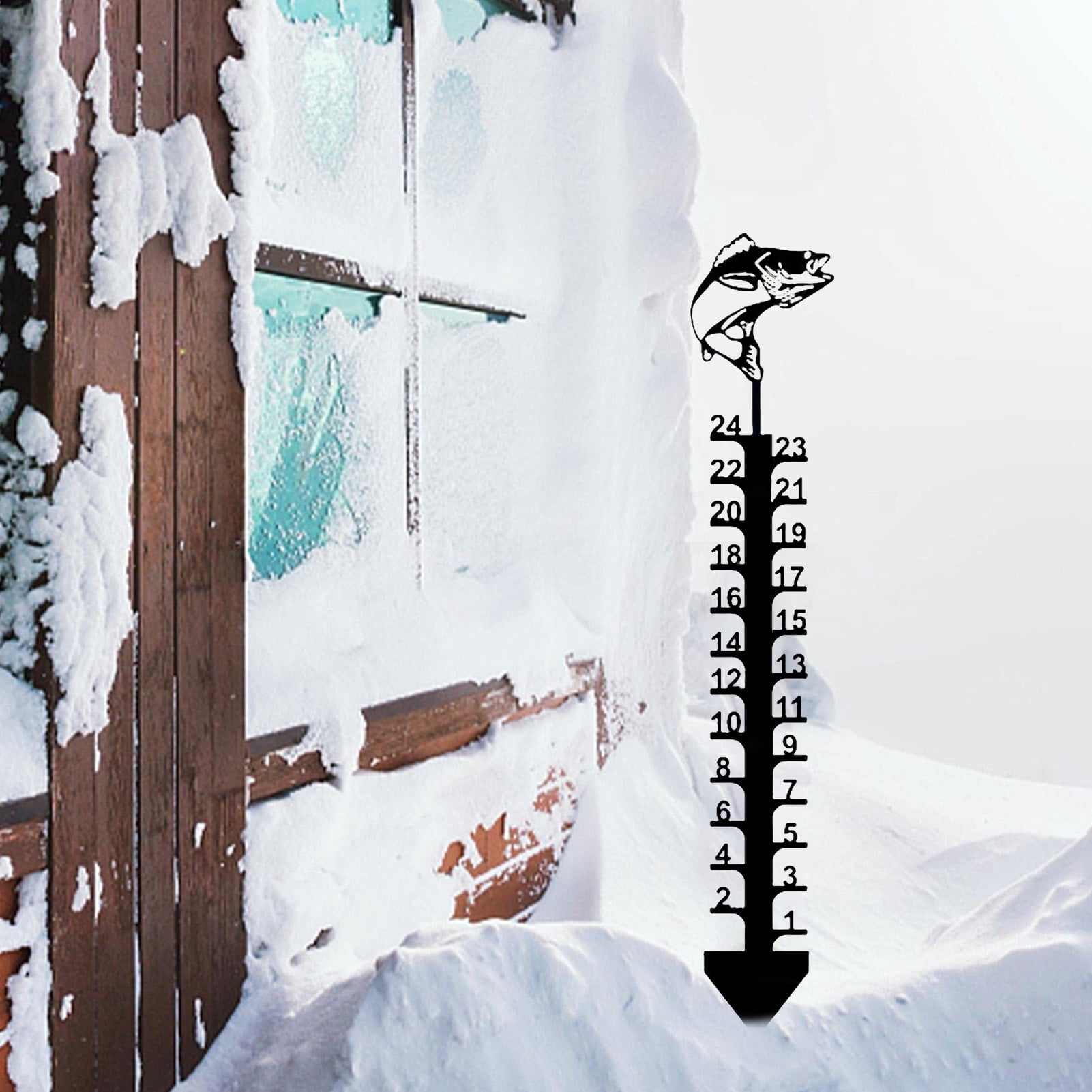 OIUR Snow Gauge Outdoor Metal Snowflake Iron Art Snow Gauge Accurate Snowfall Measuring Gauge Windproof Snow Ruler Christmas Yard Lawn Garden Decor