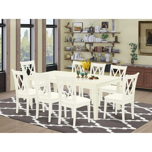 East West Furniture Dining Room Set Linen White, LGCL9-LWH-C