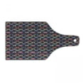 thumbnail image 1 of Happy Camper Cutting Board, Retro Travel Themed Continuous Pattern with Colorful Vans Graphic, Decorative Tempered Glass Cutting and Serving Board, in 3 Sizes, by Ambesonne, 1 of 2